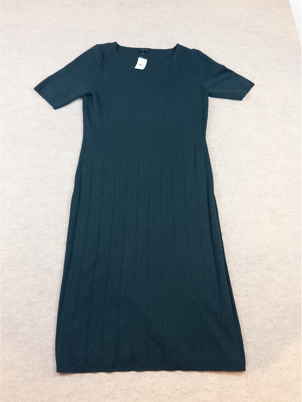 Ann Taylor Women's Dark Green Ribbed Knit Midi Dress Size Large, N/WT